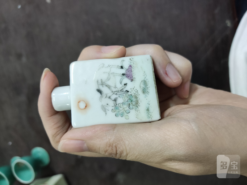清 程松石款浅绛彩三阳开泰烟壶 - 图2